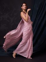Women's Silk Sequins Embroidery Stripted Saree with Blouse Piece - Image 3